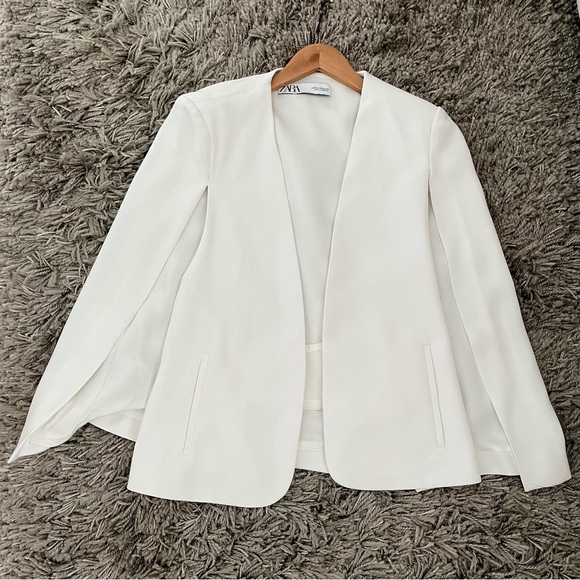 ZARA White Blazer Cape Jacket, XS - Picture 12 of 16